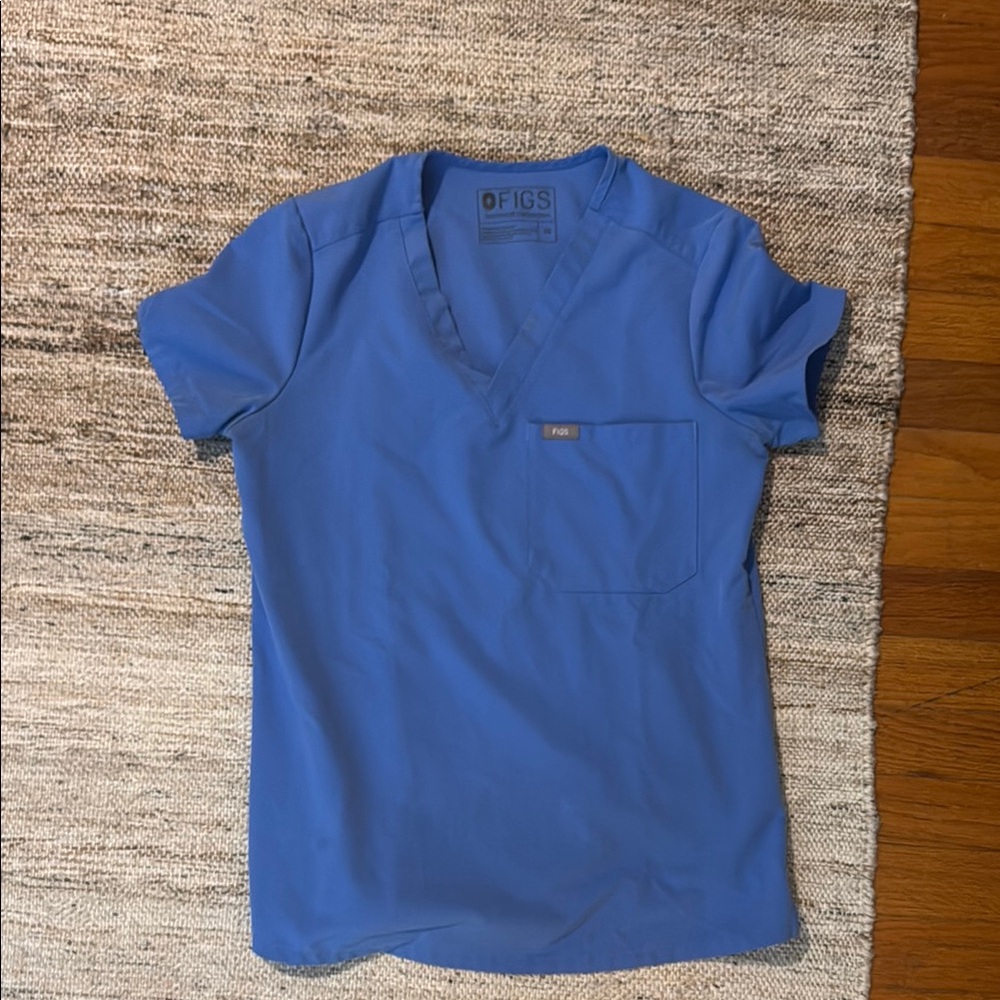 Figs Blue Scrub Top
